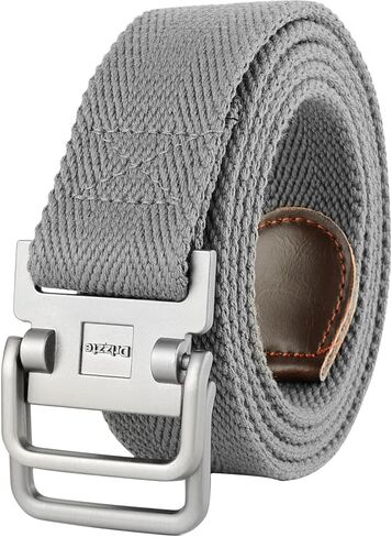 Plus Size 39-75'' Mens Belt Double Ring Canvas Web Fabric Belt Casual Work Tactical Black in Kuwait