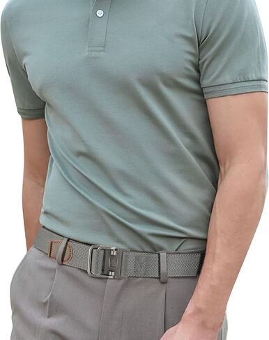 Plus Size 39-75'' Mens Belt Double Ring Canvas Web Fabric Belt Casual Work Tactical Black in Kuwait