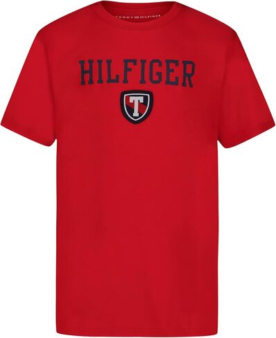 Tommy Hilfiger Boys' Short Sleeve Graphic Crew Neck T-Shirt, Soft, Comfortable, Relaxed Fit, Varsity Sandalwood, 18-20 in Saudi Arabia
