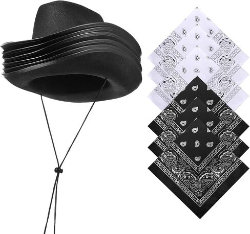 Janmercy 6 Sets Cowboy Hat and Paisley Bandana DIY Cowgirl Hat for Women Men Halloween Costume Party in Saudi Arabia