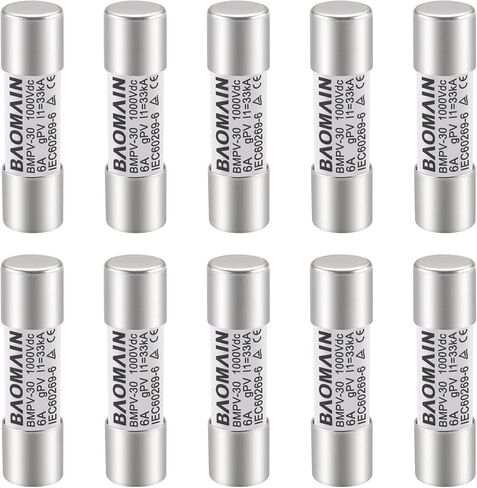 Baomain Solar PV Fuse, gPV Type Fuse Link PV-30 10 X 38 mm,3A 1000V DC,33kA, CE Listed Pack of 10 in Saudi Arabia