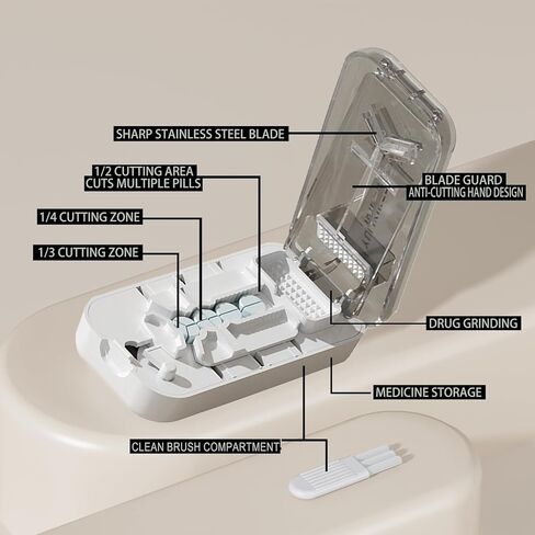 قاطع حبوب منع الحمل الدقيق مع دليل توسيط - تقسيم الكمبيوتر اللوحي متعدد الزوايا لمدة 1/2 ، 1/3 و 1/4 ، تشمل مقصورة الكسارة والتخزين (الأخضر) in Kuwait