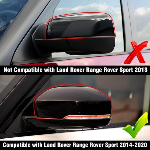 Moonlinks Compatible Range Rover/Sport/LR4/Discovery Side Mirror Cover Replacement 2013-2020, Glossy Black Left Driver Side Clip-on Mirror Cap WITH Turn Signal, Replace for LR035092 in Saudi Arabia