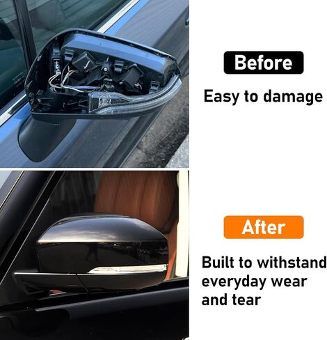 Moonlinks Compatible Range Rover/Sport/LR4/Discovery Side Mirror Cover Replacement 2013-2020, Glossy Black Left Driver Side Clip-on Mirror Cap WITH Turn Signal, Replace for LR035092 in Saudi Arabia