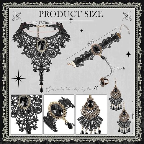 Tondiamo 5 Pcs Masquerade Accessories Set for Women Gothic Mask Choker jewelry for Halloween 80s Retro Cosplay Party in Saudi Arabia