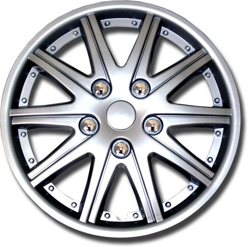 Tuningpros WC1P-15-1027-S - Pack of 1 Hubcap (1 Piece) - 15-Inches Style Snap-On (Pop-On) Type Metallic Silver Wheel Covers Hub-caps in Saudi Arabia