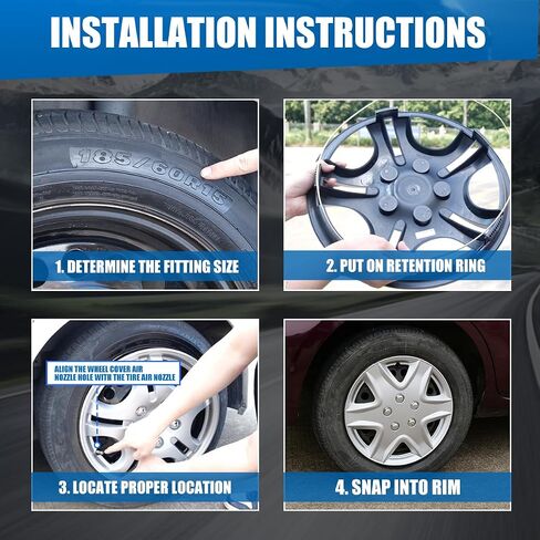 مجموعة غطاء عجلة Roxx من 4 ، 15 بوصة Hubcaps Universal لـ Car Truck SuV ، وملحقات غطاء الحافة العجلة على غطاء إطارات عجلات ما بعد البيع تلقائيًا (أسود وأحمر 5083-BRB-15) in Saudi Arabia