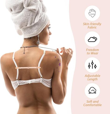 12Pcs Bra Strap Holders for Slipping Bra Strap Clips Elastic Bra Straps Adjustable Keep Bra Straps In Place Bra Clips to Make Racerback Bra Band Extender Bra Accessories Black White Beige in Saudi Arabia