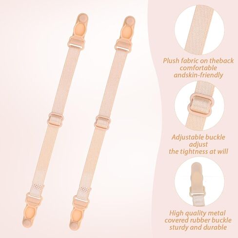 12Pcs Bra Strap Holders for Slipping Bra Strap Clips Elastic Bra Straps Adjustable Keep Bra Straps In Place Bra Clips to Make Racerback Bra Band Extender Bra Accessories Black White Beige in Saudi Arabia