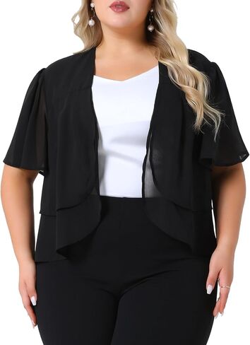 أغنيس أوريندا بالإضافة إلى حجم كارديجان محصوقة للنساء قصير الأكمام مفتوحة الأمامية خفيفة الوزن تتجاهل in Kuwait