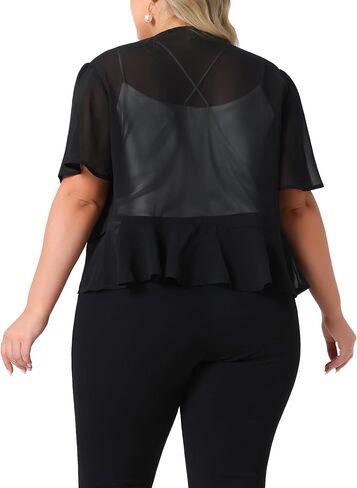 أغنيس أوريندا بالإضافة إلى حجم كارديجان محصوقة للنساء قصير الأكمام مفتوحة الأمامية خفيفة الوزن تتجاهل in Kuwait