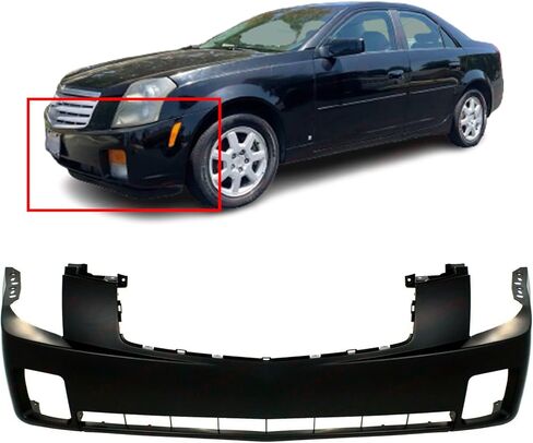 Fitparts متوافق مع غطاء المصد الأمامي 2003-2007 Cadillac CTS Base الفاخرة الرياضية سيدان 03-07. جديد ، مستعد وجاهز للطلاء. مع ثقوب الضوء الضباب. GM1000656 12335545 2004 2005 2006 2007 in Kuwait