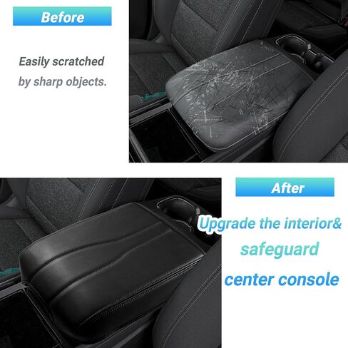 Center Console Armrest Cover Compatible with 2024-2025 Chevy Traverse Interior Accessories, Leather Middle Console Lid Pad Protector （Grey Lines） in Saudi Arabia