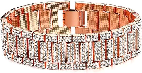 Apzzic 21mm Mens Iced Out Bracelet Bangle Hip Hop Gold Plated CZ Diamond Cuban Link Bracelet in Kuwait
