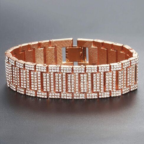 Apzzic 21mm Mens Iced Out Bracelet Bangle Hip Hop Gold Plated CZ Diamond Cuban Link Bracelet in Kuwait