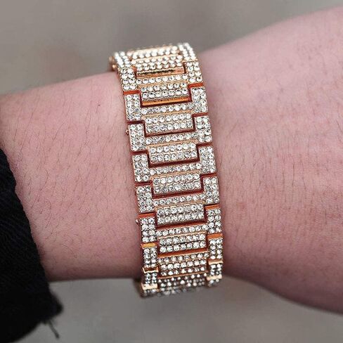 Apzzic 21mm Mens Iced Out Bracelet Bangle Hip Hop Gold Plated CZ Diamond Cuban Link Bracelet in Kuwait
