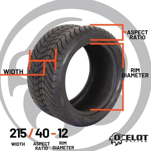 Ocelot P825 215 40 12 Golf Cart Tires - Low Profile 4-Ply Turf or Pavement, All-Terrain Quality, Tubeless Non-Directional Tread, 12 Inch in Saudi Arabia