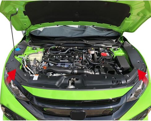 IKON MOTORSPORTS, Engine Bay Side Panel Covers Compatible with 2016-2020 Honda Civic, Unpainted ABS Long Version X Gen 10 Generation Interior Body Part Engine Covers Case Guards, Left Right Side in Saudi Arabia
