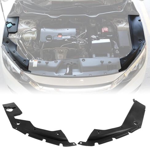 IKON MOTORSPORTS, Engine Bay Side Panel Covers Compatible with 2016-2020 Honda Civic, Unpainted ABS Long Version X Gen 10 Generation Interior Body Part Engine Covers Case Guards, Left Right Side in Saudi Arabia
