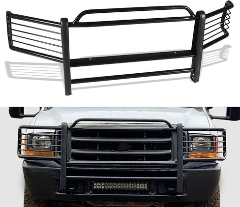 Brush Guard Grille Guard fit for Ford F250/F350/F450/F550 Super Duty 1999-2007 & Excursion SUV 2000-2006 Steel Pickup Trucks Brush Guard Front Bumper Protector Black in Saudi Arabia
