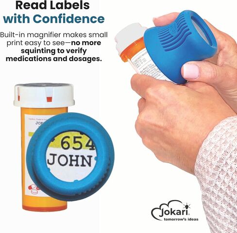 Jokari Easy Open Prescription Medicine Bottle Opener and Built In Magnifying Glass 2 Pack. Helps Read Medical Pharmacy Label Print To Ensure Taking Correct Pills and Dosage. Unscrews Caps Easily Too. in Kuwait
