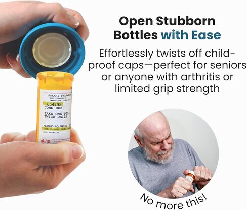 Jokari Easy Open Prescription Medicine Bottle Opener and Built In Magnifying Glass 2 Pack. Helps Read Medical Pharmacy Label Print To Ensure Taking Correct Pills and Dosage. Unscrews Caps Easily Too. in Kuwait