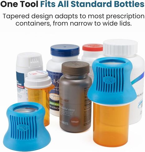 Jokari Easy Open Prescription Medicine Bottle Opener and Built In Magnifying Glass 2 Pack. Helps Read Medical Pharmacy Label Print To Ensure Taking Correct Pills and Dosage. Unscrews Caps Easily Too. in Kuwait