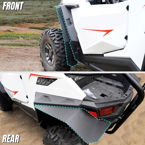 A & UTV Pro Front & الخلفي اللوحات الطينية لـ Polaris RZR 900 14-23 ، Fender Fender Flares Mud Guards Extension for Polaris RZR 900 / S 900 / Trail 900 / Trail S / 900 EPS 2014-2023 Accessories (4pcs) in Saudi Arabia