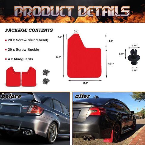 Xotic Tech 4pcs الأمامية والخلفية الطين اللوحات الدبقية الحرس Fender Mudflap Mudguards Universal لسيارات السيارات (أسود) in Saudi Arabia