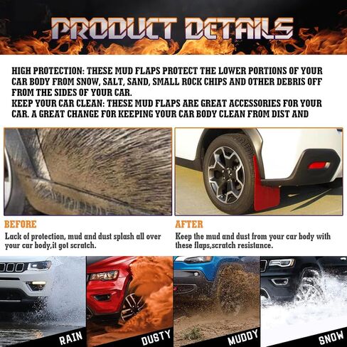 Xotic Tech 4pcs الأمامية والخلفية الطين اللوحات الدبقية الحرس Fender Mudflap Mudguards Universal لسيارات السيارات (أسود) in Saudi Arabia