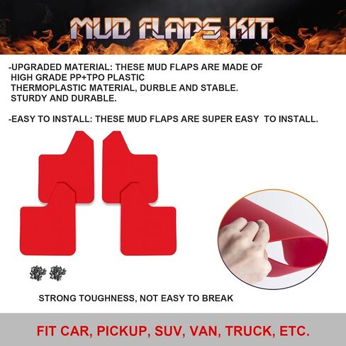 Xotic Tech 4pcs الأمامية والخلفية الطين اللوحات الدبقية الحرس Fender Mudflap Mudguards Universal لسيارات السيارات (أسود) in Saudi Arabia