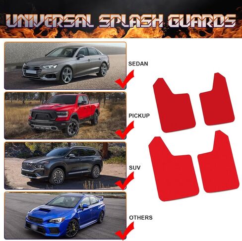 Xotic Tech 4pcs الأمامية والخلفية الطين اللوحات الدبقية الحرس Fender Mudflap Mudguards Universal لسيارات السيارات (أسود) in Saudi Arabia
