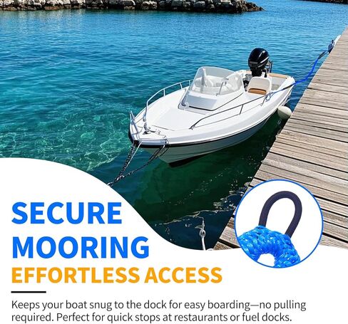 2 Pack Boat Bungee Dock Lines, Dock Mooring Lines, Boat Accessory(Black, 4ft) in Kuwait