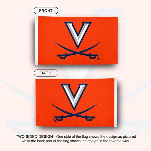 لافتات علم جامعة صبار الصحراء في فيرجينيا كافالييرز UVA Wahoos أعلام 100% بوليستر للاستخدام الداخلي والخارجي مقاس 3 × 5 أقدام (النمط 1) in Saudi Arabia
