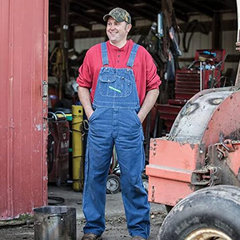 Key Apparel Men’s Denim Bib Overalls - Enzyme Washed with Zip Fly - Work Utility & Safety Overalls & Coveralls in Kuwait