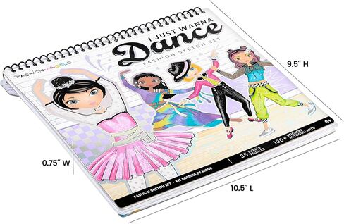 مجموعة رسم أزياء ملائكة جلام فاشن، تتضمن لوحة رسم مع استنسل وملصقات، كتاب رسم بتصميم عصري للفتيات، مجموعة رسم مثالية للأطفال in Saudi Arabia