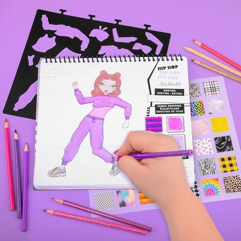 مجموعة رسم أزياء ملائكة جلام فاشن، تتضمن لوحة رسم مع استنسل وملصقات، كتاب رسم بتصميم عصري للفتيات، مجموعة رسم مثالية للأطفال in Saudi Arabia