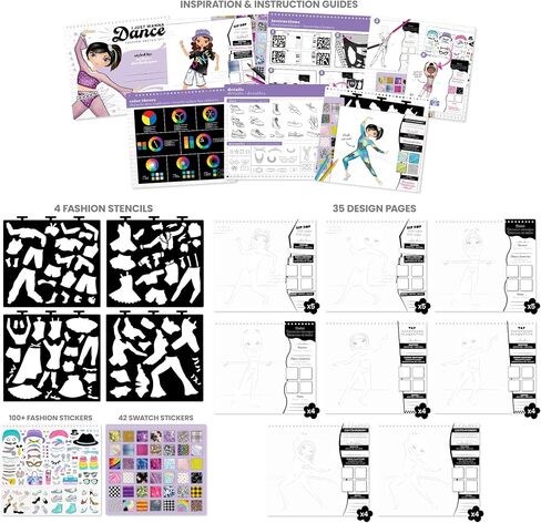مجموعة رسم أزياء ملائكة جلام فاشن، تتضمن لوحة رسم مع استنسل وملصقات، كتاب رسم بتصميم عصري للفتيات، مجموعة رسم مثالية للأطفال in Saudi Arabia