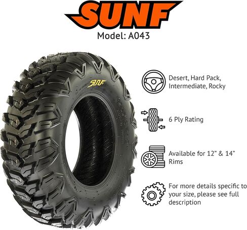 SunF 25x10R12 ATV UTV Tire 25x10x12 Loose Over Hardpack 6 PR A043 - PAIR of 2 in Saudi Arabia