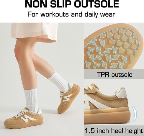 somiliss Sneakers for Women Non-Slip Walking Shoes Leather Suede Upper | Ideal for tennis and walking, fashionable sneakers for daily wear, leather and suede upper for comfort, non-slip TPR outsole in Saudi Arabia