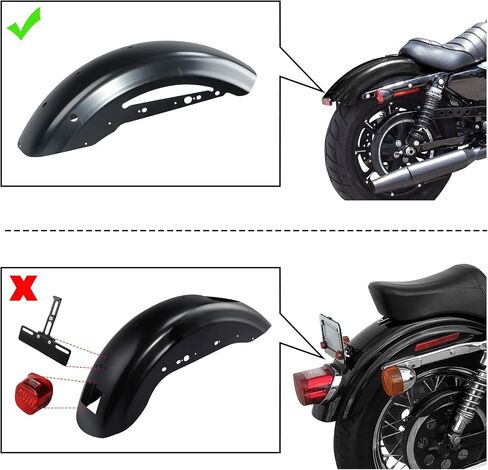 TCT-Motorparts Fender Fender Fit for Harley Sportster XL883 XL1200 Roadster 2004-2022 Nightster 2010-2012 Sportster Iron 1200 2018-2021 Gloss Black in Saudi Arabia
