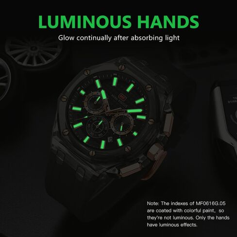 MASTOP Men Watches Multifunction Transparent Analog Display Orange Silicone Strap Calendar Chronograph Luminous Quartz Waterproof Trend Wrist Watches for Men Colorful Cool Dress Watch in Saudi Arabia