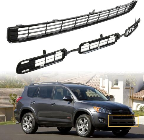 Front Upper & Lower Grille Grille Grille Fit لعام 2009 2010 2011 2012 Toyota Rav4 Base/Sport Black Front Pront Grille Cover Kit لـ 531010R010 ، 531120R010 ، 531130R010 in Kuwait