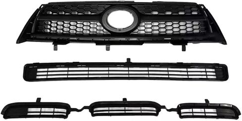 Front Upper & Lower Grille Grille Grille Fit لعام 2009 2010 2011 2012 Toyota Rav4 Base/Sport Black Front Pront Grille Cover Kit لـ 531010R010 ، 531120R010 ، 531130R010 in Kuwait