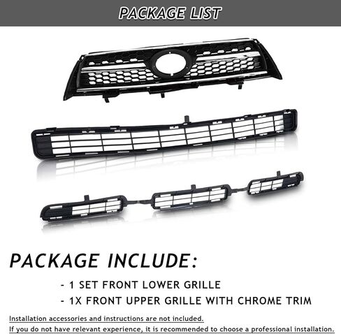 Front Upper & Lower Grille Grille Grille Fit لعام 2009 2010 2011 2012 Toyota Rav4 Base/Sport Black Front Pront Grille Cover Kit لـ 531010R010 ، 531120R010 ، 531130R010 in Kuwait