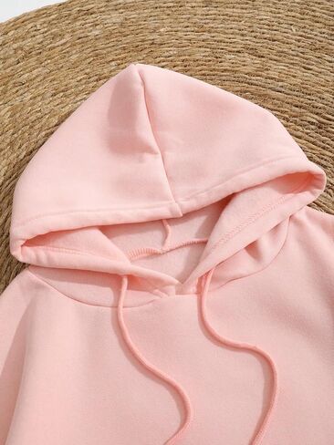 QJQ Women's Letter Graphic Drawstring Hoodie Flower Palm Beach Fleece Sweatshirt Casual Long Sleeve Thermal Pullovers Top in Saudi Arabia
