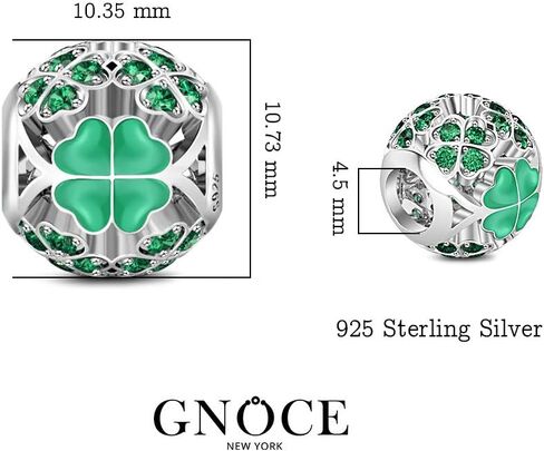 GNOCE ST Saint Patricks Day Gift Lucky Four Leafs Charms for Bracelets Sterling Silver Gift For My Goddess Bead Charms With Green Cubic Zirconia Charm Bead Fit All Bracelet Necklace in Saudi Arabia