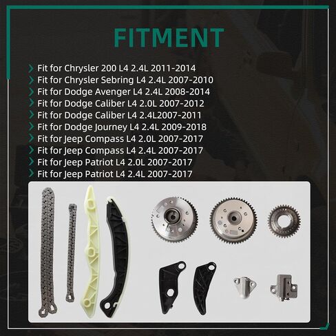 سلسلة التوقيت VVT Gear Sprocket Kit مناسبة لـ Chrysler 200 لـ Sebring ، لجيب Compass for Patriot ، ل Dodge Avenger for Caliber for Journey 2.0L 2.4L 2007-2018 ، OE #4884868AB 4884482AB in Saudi Arabia