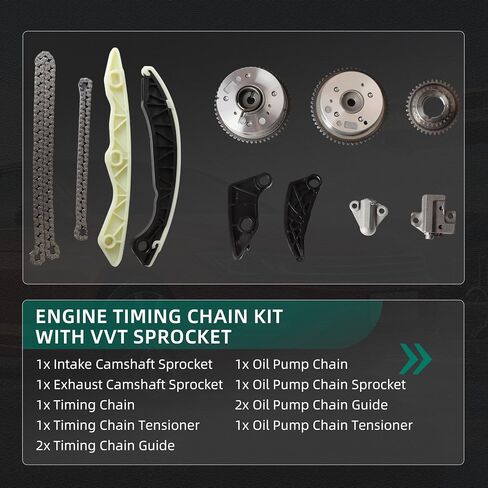سلسلة التوقيت VVT Gear Sprocket Kit مناسبة لـ Chrysler 200 لـ Sebring ، لجيب Compass for Patriot ، ل Dodge Avenger for Caliber for Journey 2.0L 2.4L 2007-2018 ، OE #4884868AB 4884482AB in Saudi Arabia