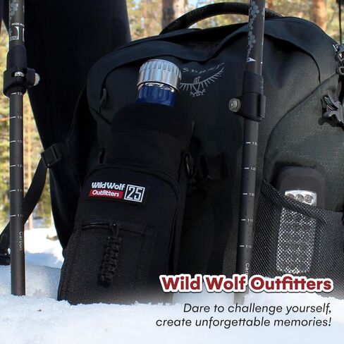 Wild Wolf Outfitters - أفضل حامل لزجاجات المياه رقم 1 لزجاجات سعة 25 أونصة - يمكنك حمل القارورة وحمايتها وعزلها باستخدام هذا الحامل من الدرجة العسكرية المزود بجيبين وحزام كتف مبطن قابل للتعديل. in Kuwait